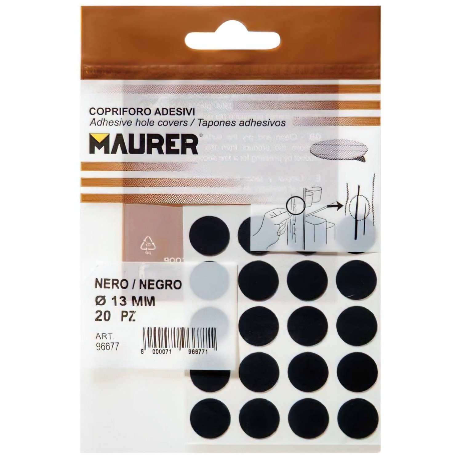 Tapatornillos Adhesivos Negro (Blister 20 unidades)