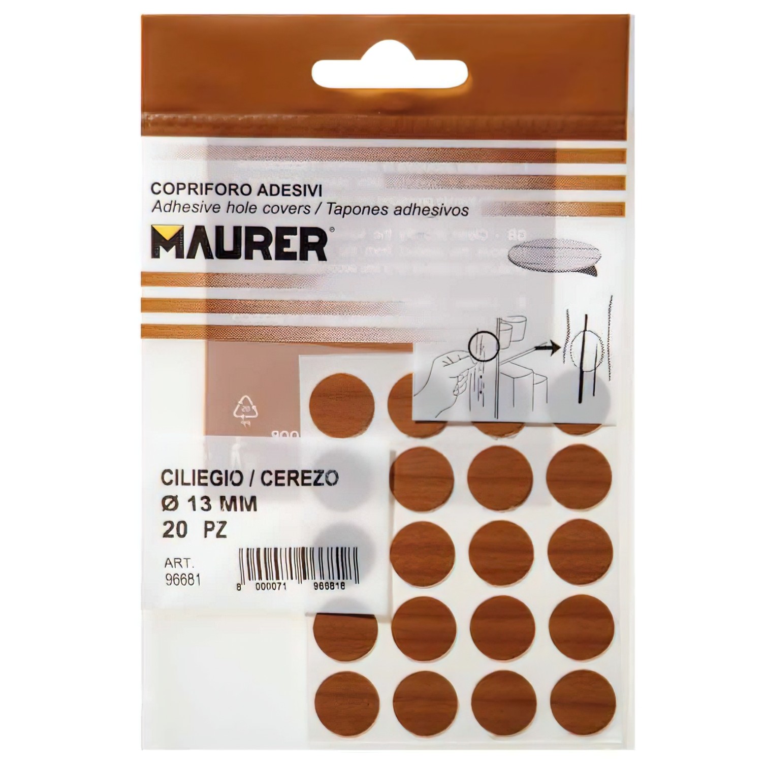 Tapatornillos Adhesivos Cerezo (Blister 20 unidades)