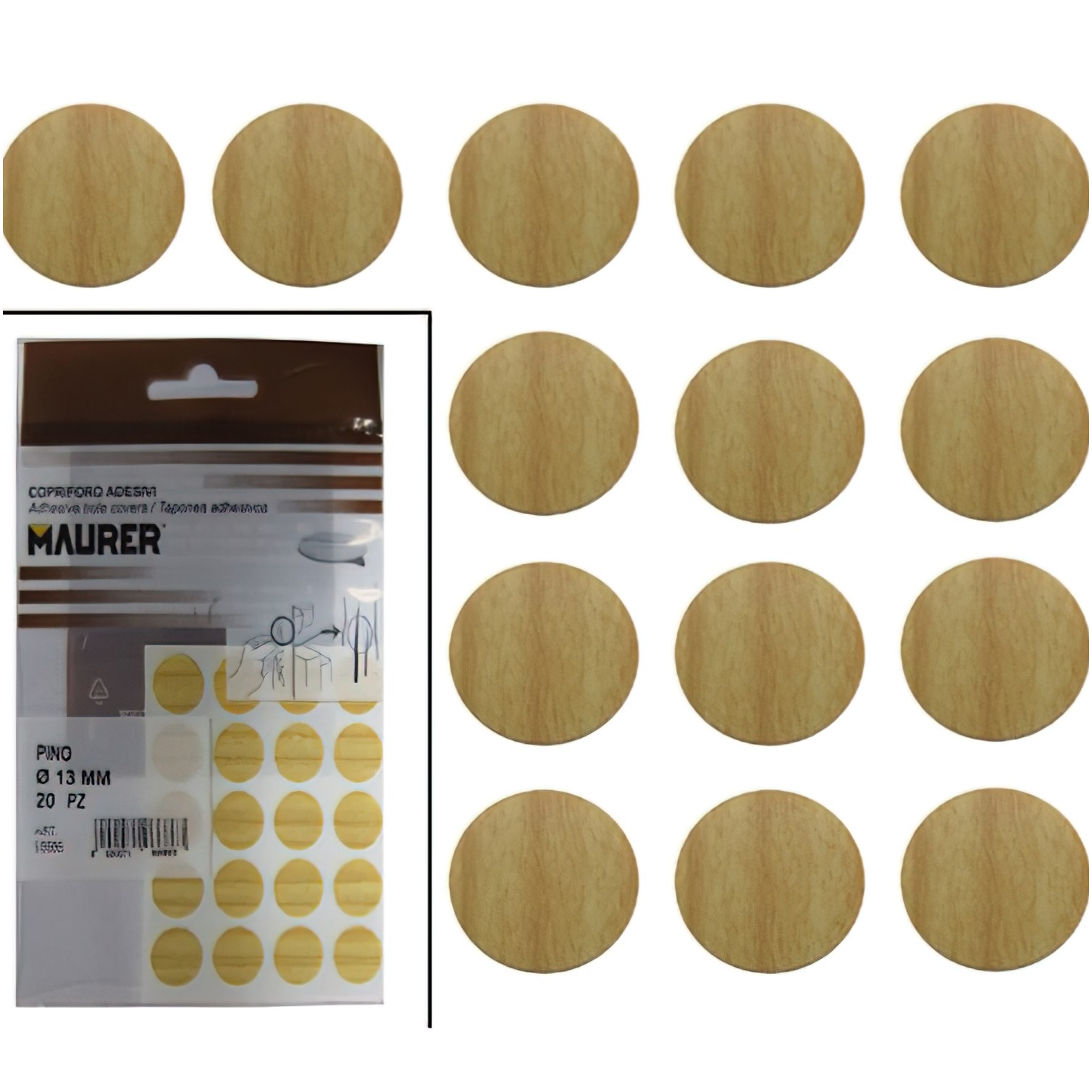Tapatornillos Adhesivos Pino (Blister 20 unidades)