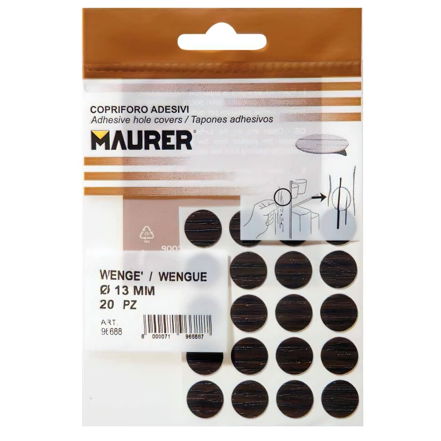 Tapatornillos Adhesivos Wengue (Blister 20 unidades)