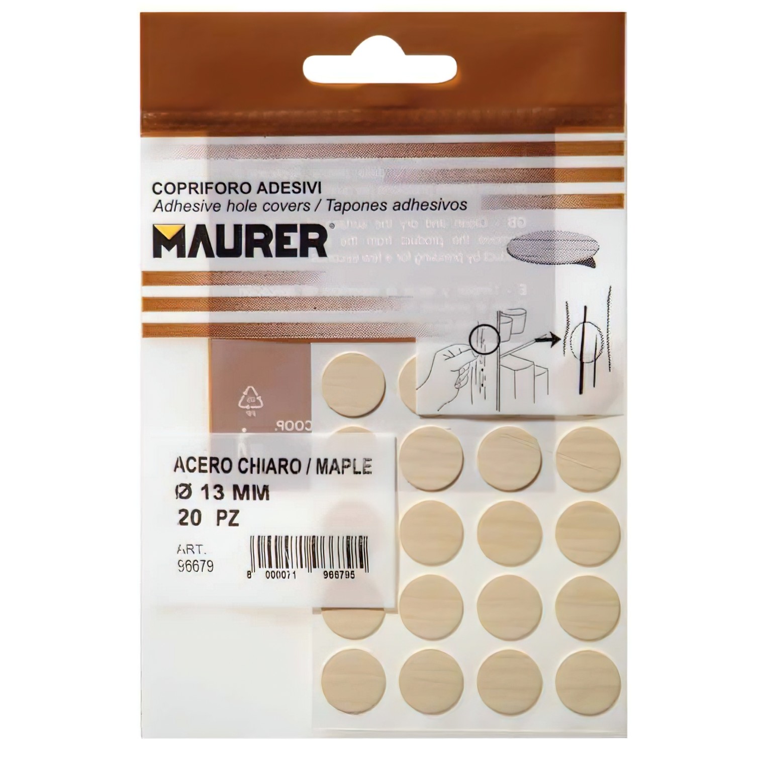 Tapatornillos Adhesivos Maple (Blister 20 unidades)