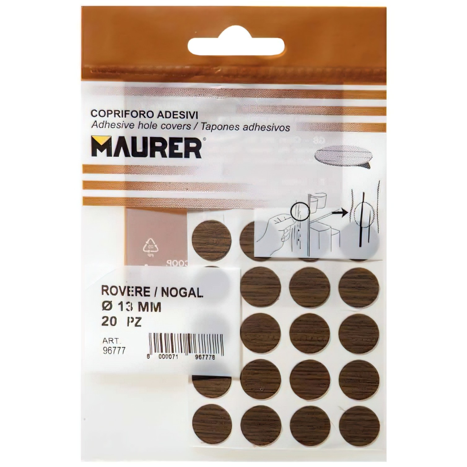Tapatornillos Adhesivos Nogal (Blister 20 unidades)