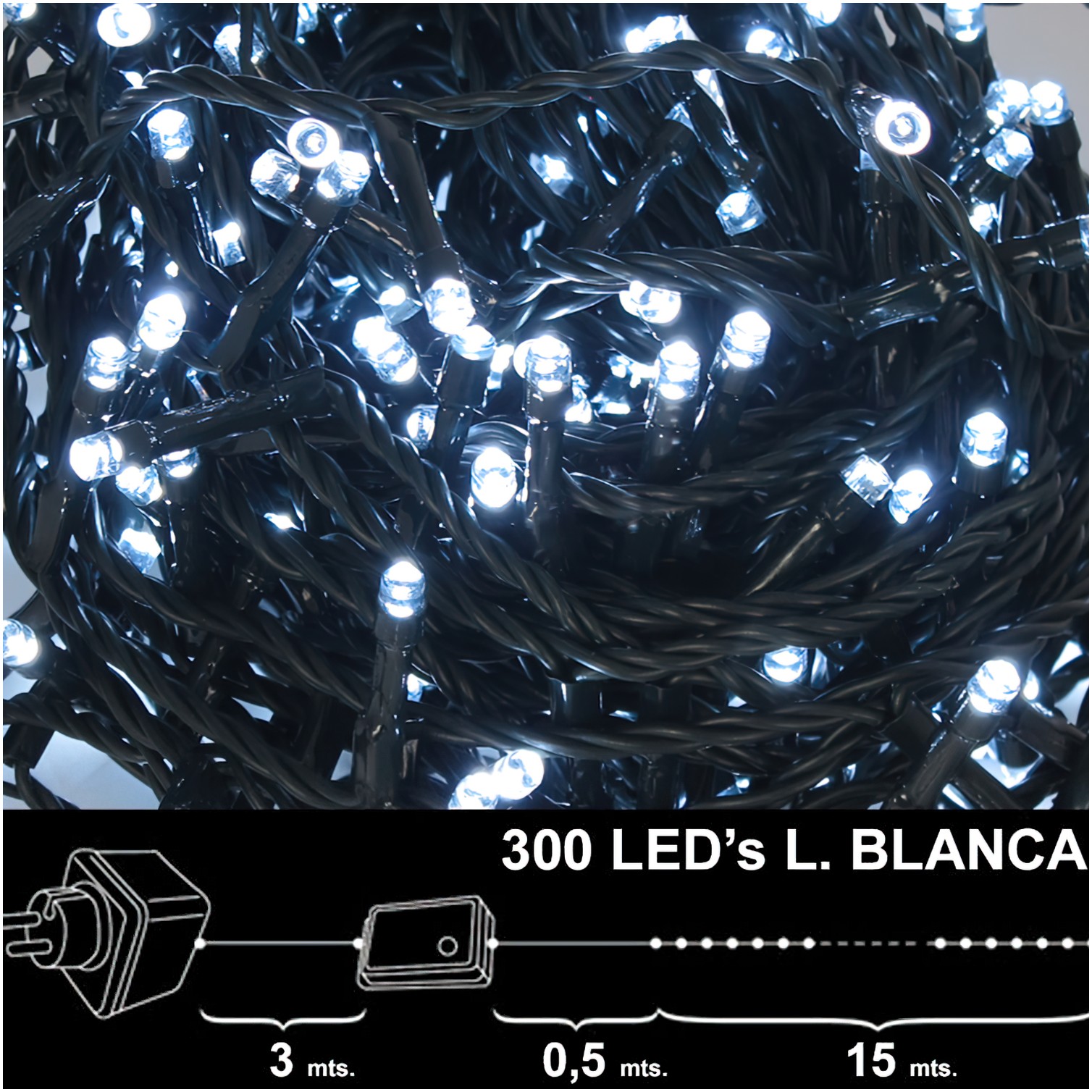 Luces Navidad 300 Leds Luz Blanca Interior / exterior (IP44)