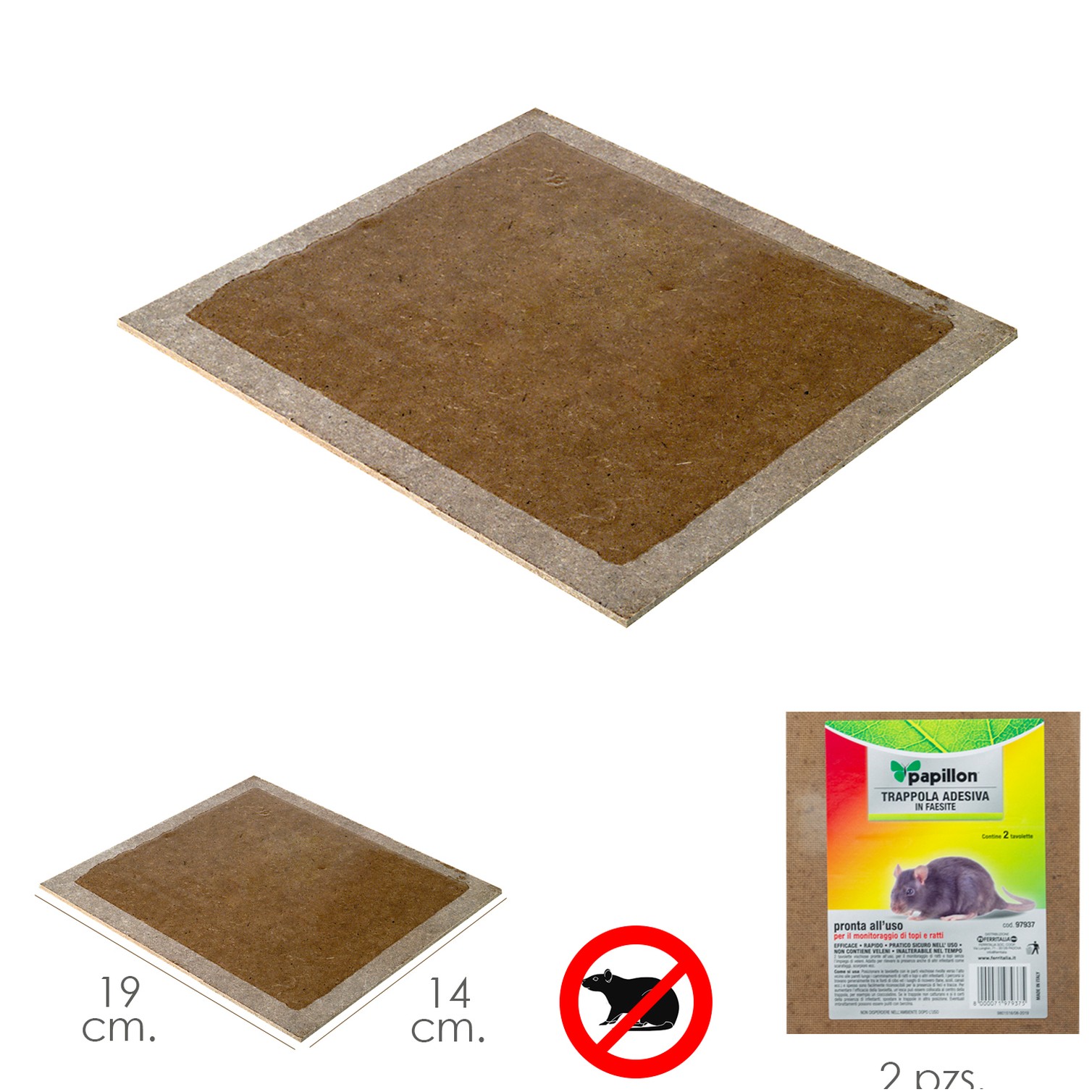 Trampa Ratones Adhesiva 19x14 cm. 2 unidades