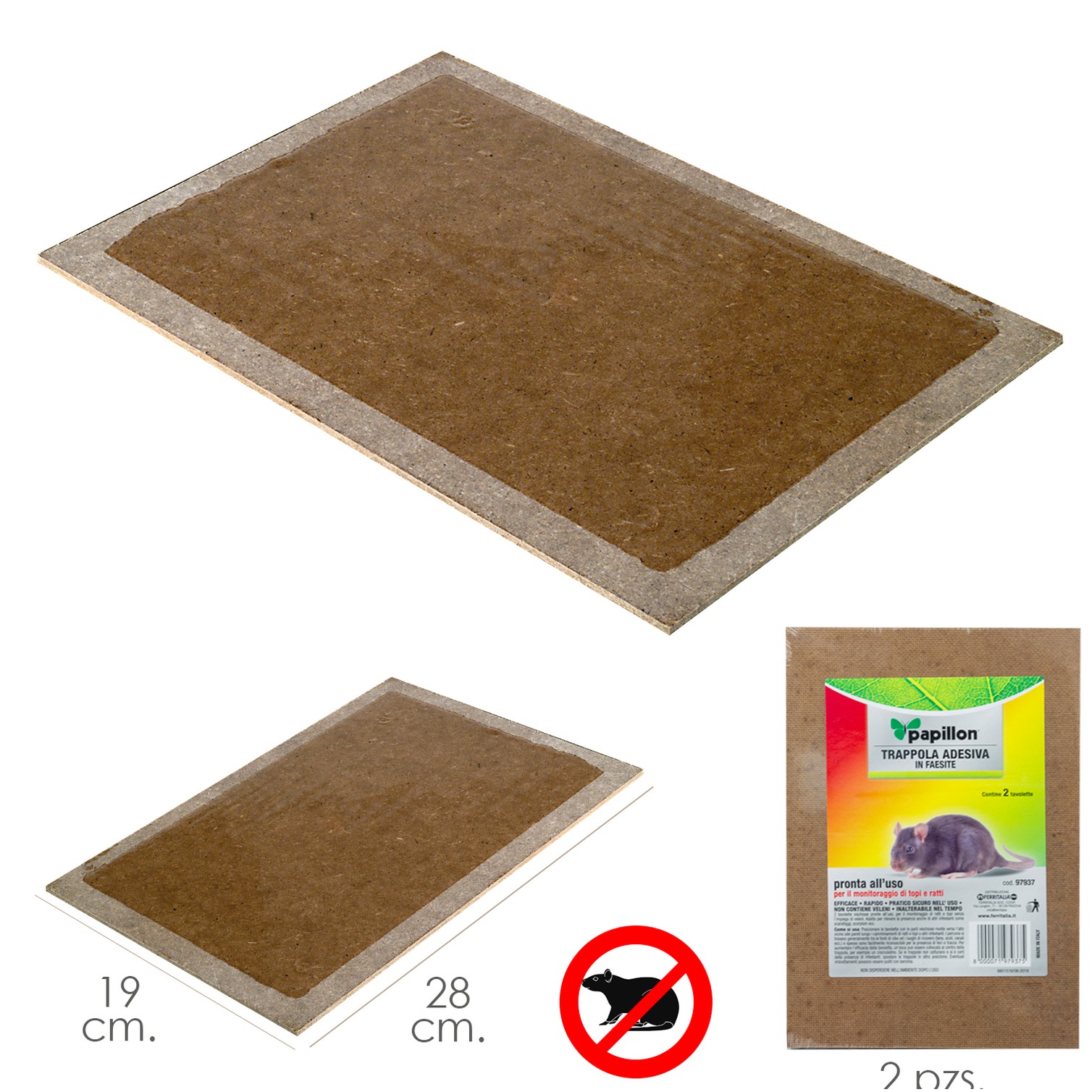 Trampa Ratones Adhesiva 19x28 cm. 2 unidades