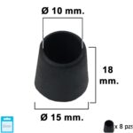 Contera Cónica Negra 10mm. Blister 8 piezas. [+10 variaciones de Medida Disponibles]