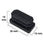 Contera Rectangular Negra 15x30mm. Blister 4 piezas. [+2 variaciones de Medida Disponibles]