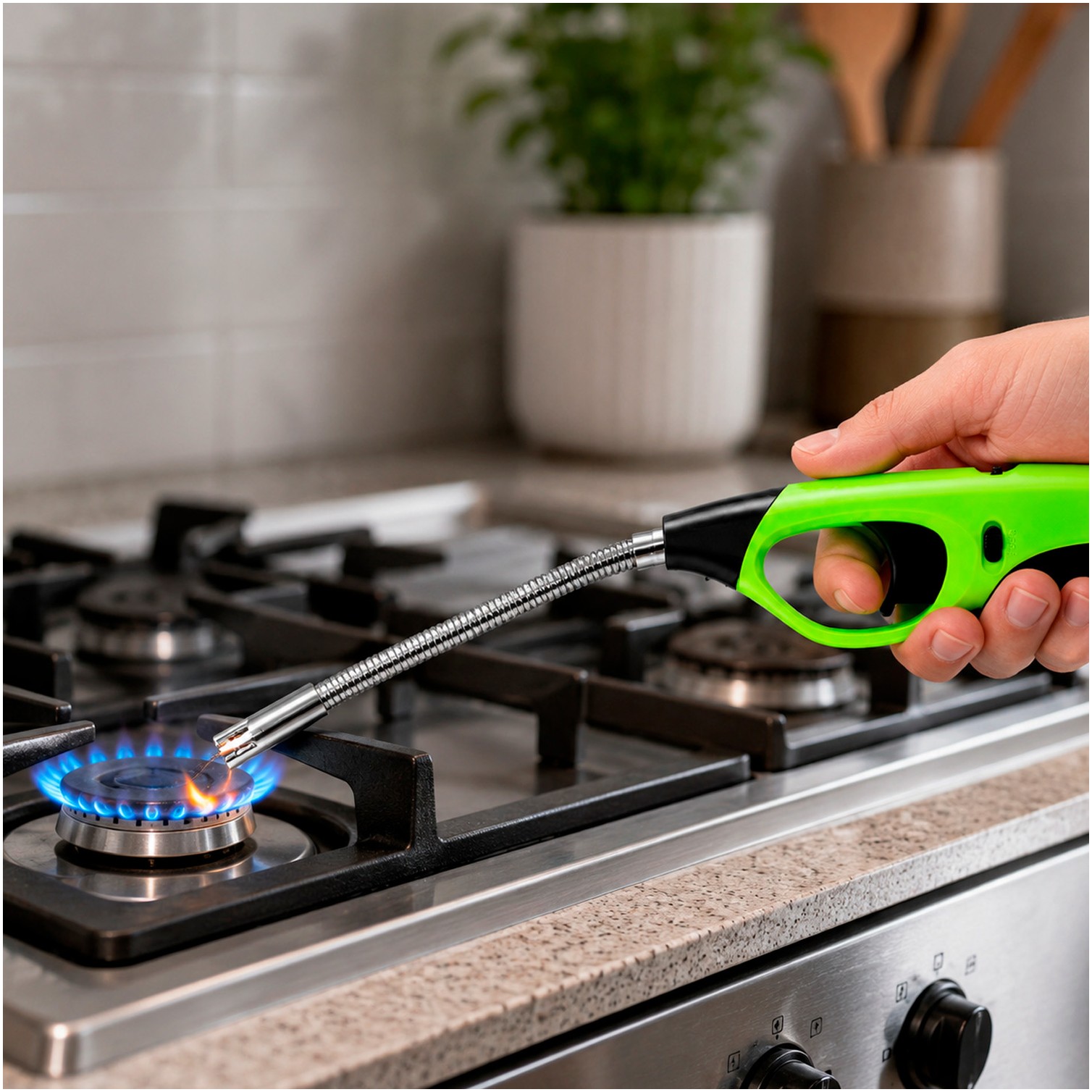 Encendedor Cocina Gas Con Llama Tubo Flexible 280 mm.