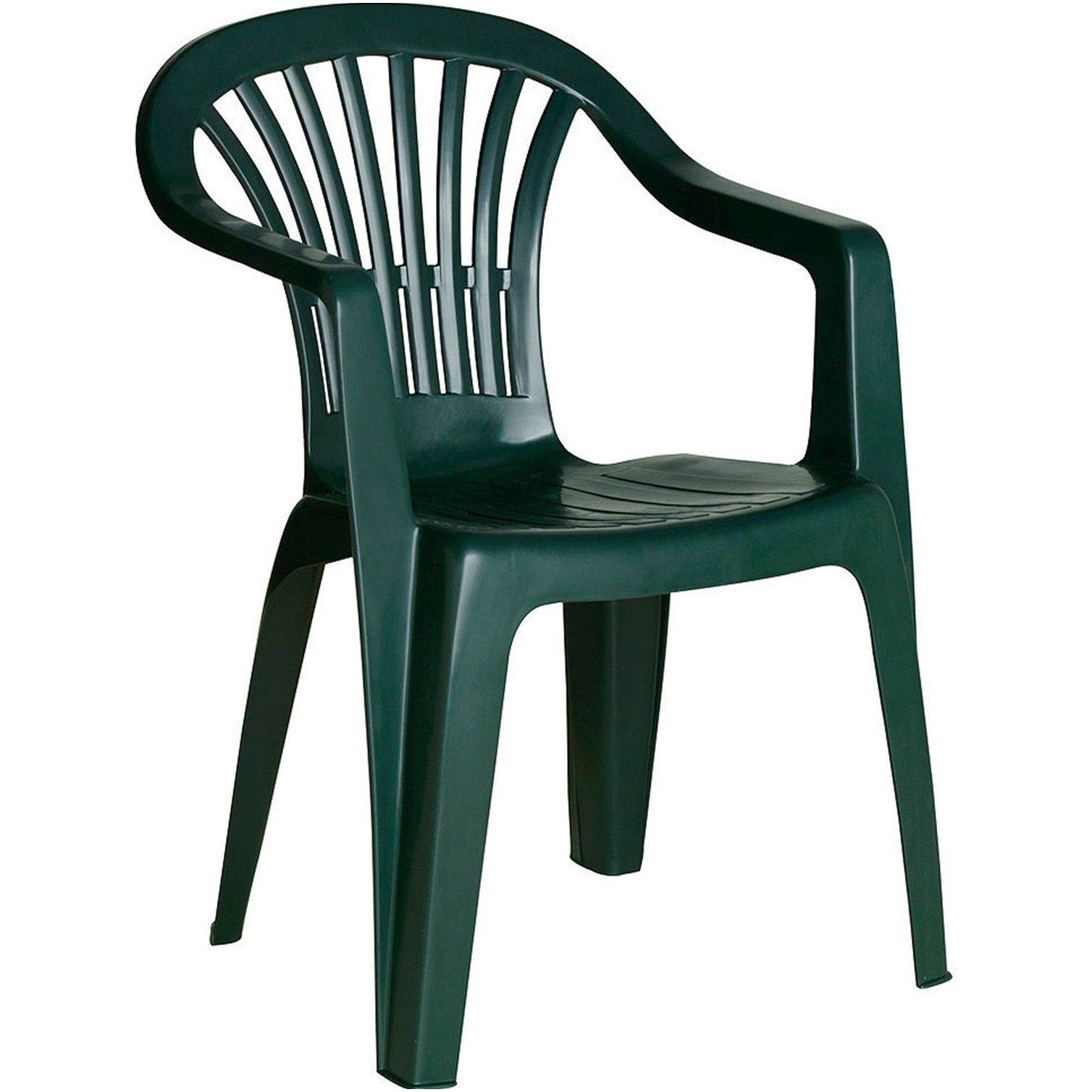 Silla Respaldo Bajo Resina Monobloc, Color Verde, Modelo Lyra