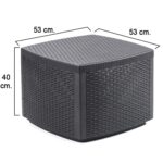 Mesa Resina Auxiliar Simil Rattan Cofre 53x53x40 cm.