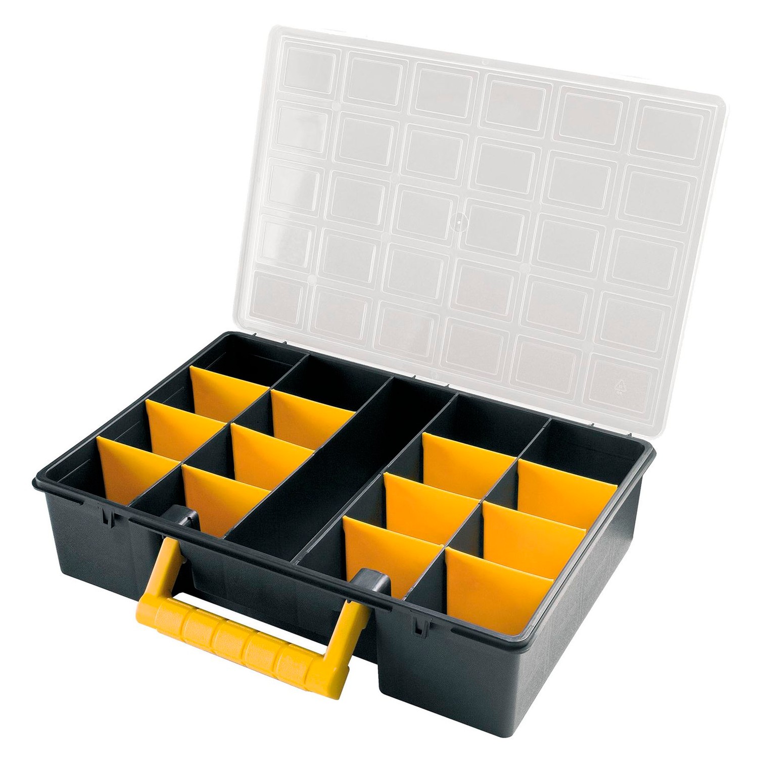 Maletin Organizador Plastico 17 Compartimentos Con Separadores Ajustables 360x252x64 mm.
