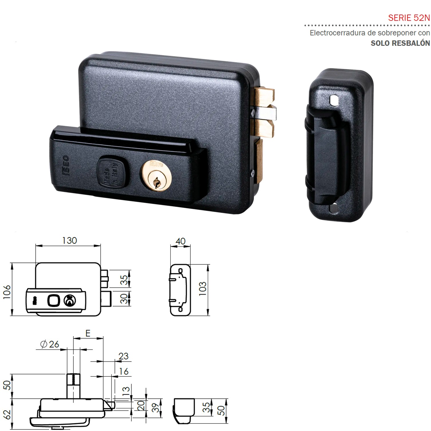 Cerradura Iseo Serie 52N Reversible