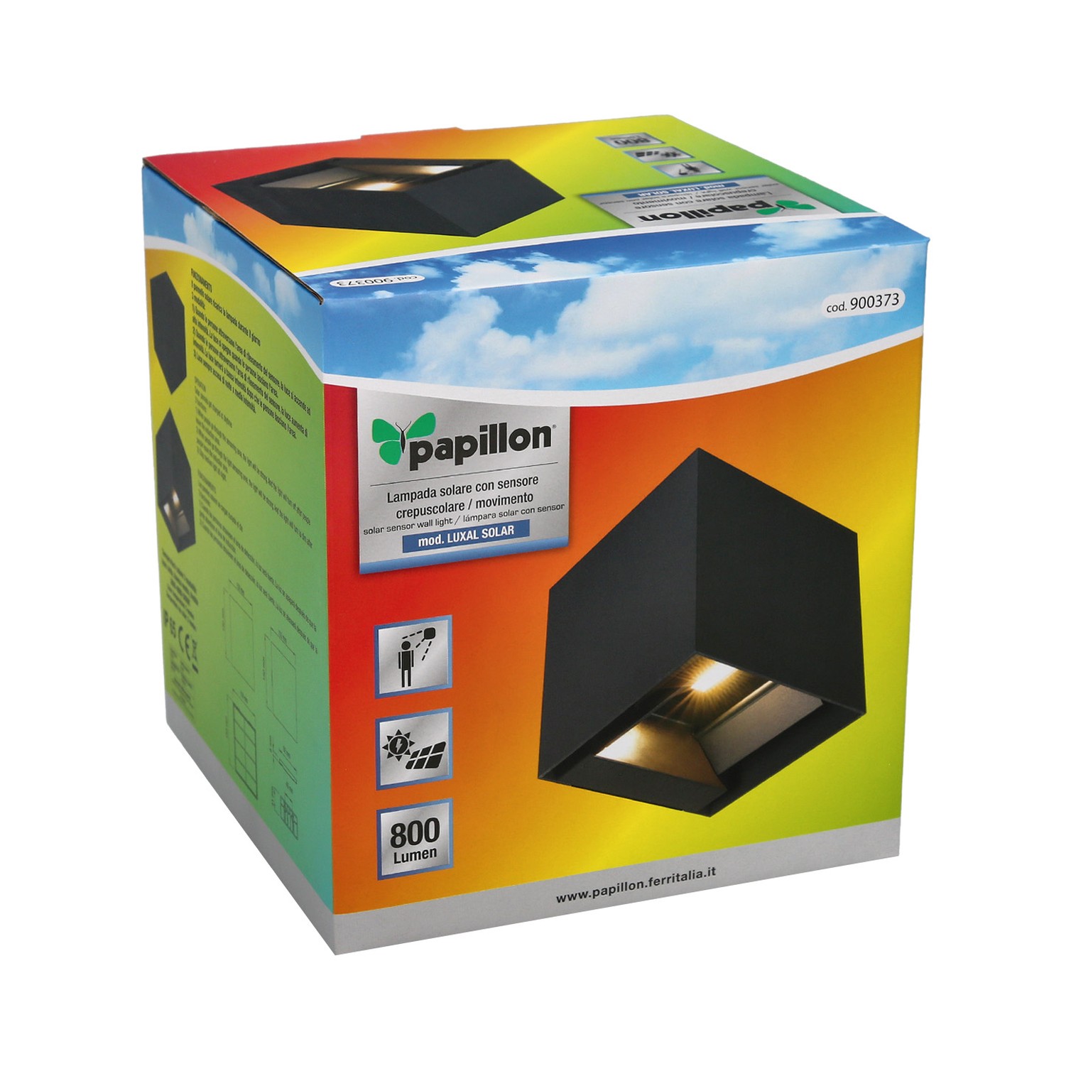 Aplique Solar Led 800 Lumenes Con Detector Movimiento / Crepuscular Protección IP65