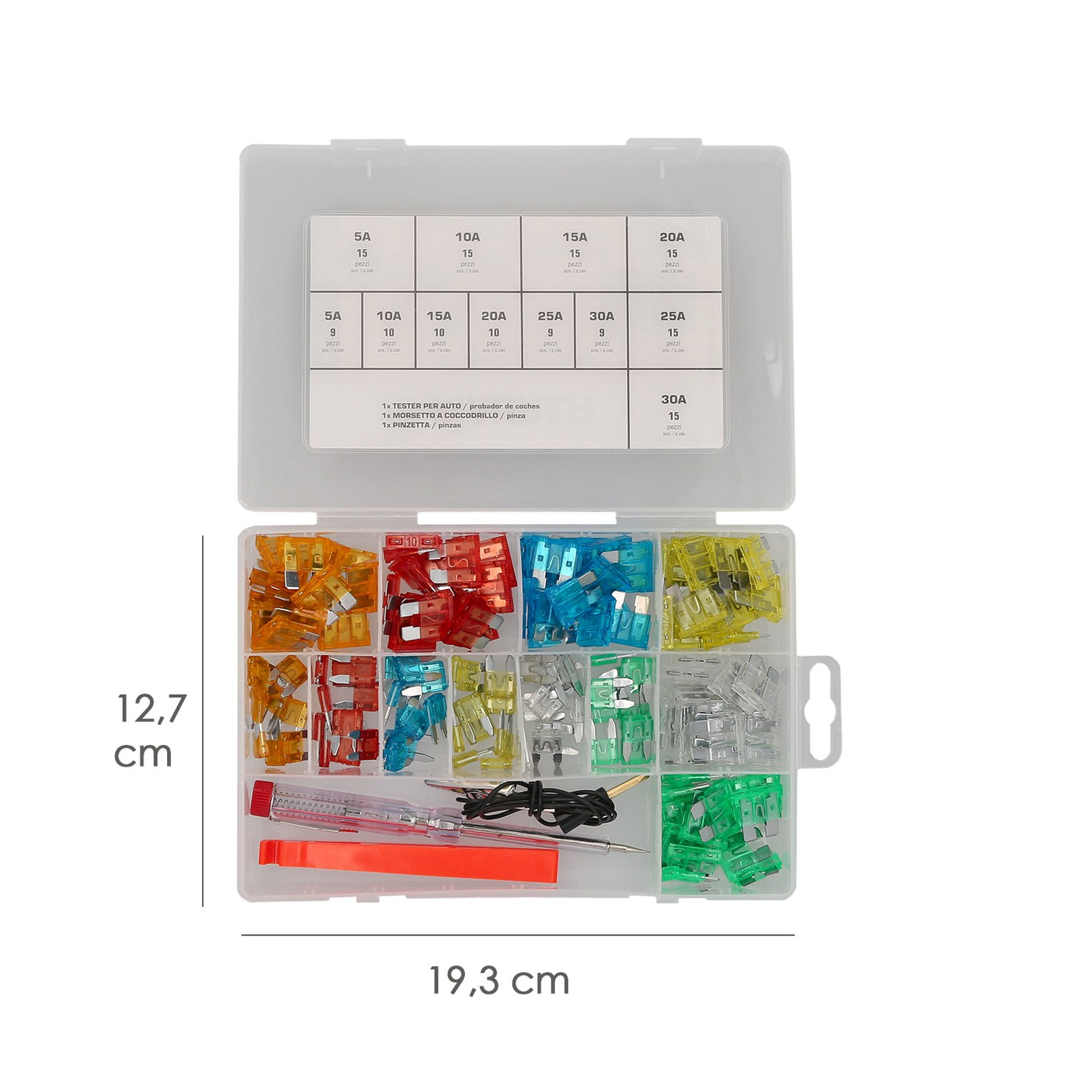 Kit de Fusibles de Coche, 150 Pcs, Extractor de Fusibles para Coche, Caravanas, Furgoneta, Moto, Barcos (5A 10A 15A 20A 25A 30A)