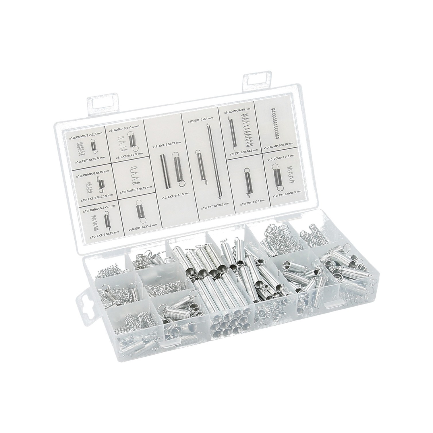Kit Maletin 200 Muelles Compresión / Extensión Con Caja De Almacenamiento, Para Todo Tipo De Herramientas y Equipos