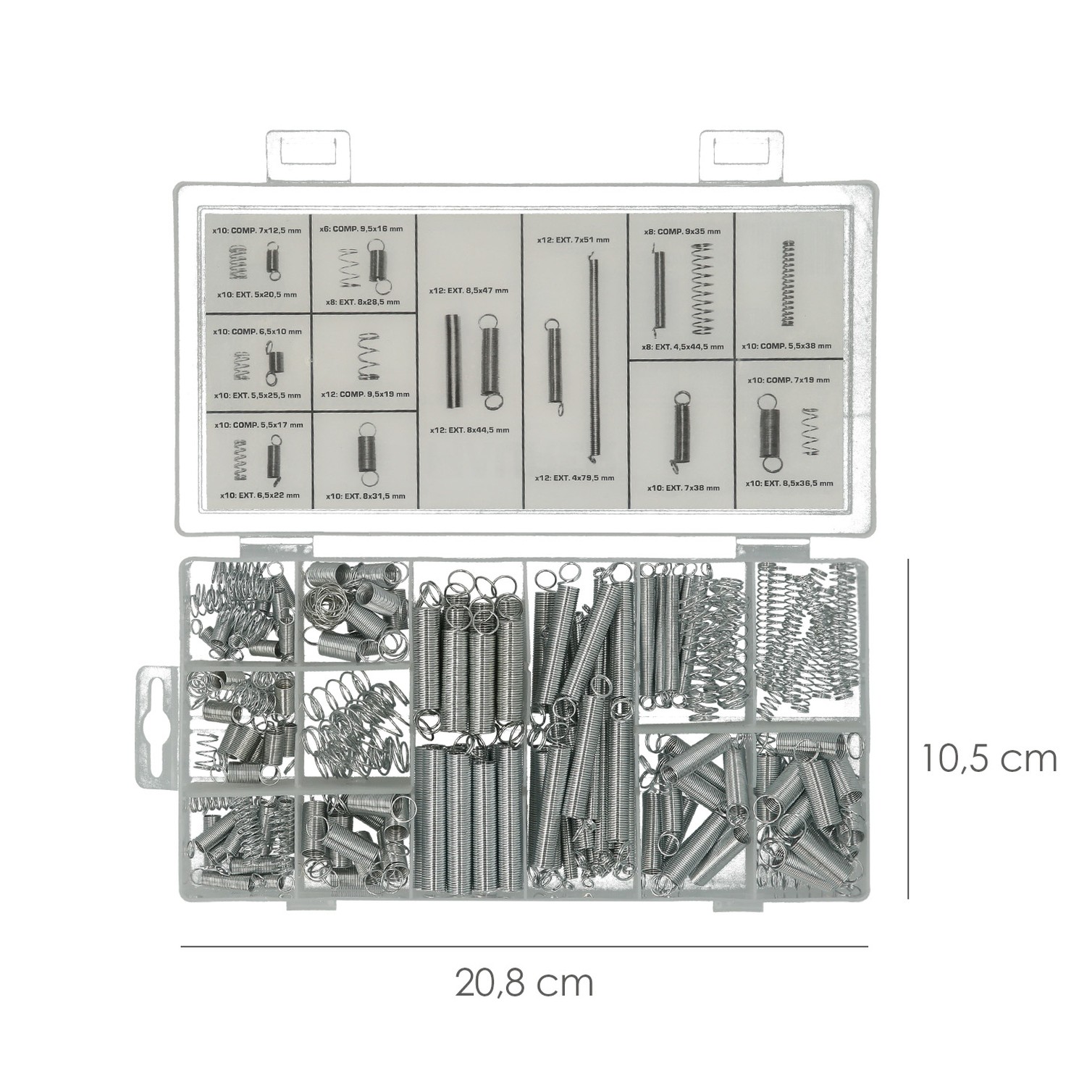 Kit Maletin 200 Muelles Compresión / Extensión Con Caja De Almacenamiento, Para Todo Tipo De Herramientas y Equipos