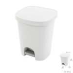 Cubo Basura Con Pedal 25 Litros Plastico Blanco