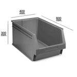 Gaveta Apilable Almacenamiento Gris Nº60 600x400x300 mm.