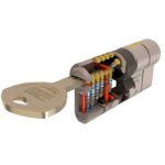 Cilindro Tesa Seguridad T70 30x40 Latonado Leva Larga
