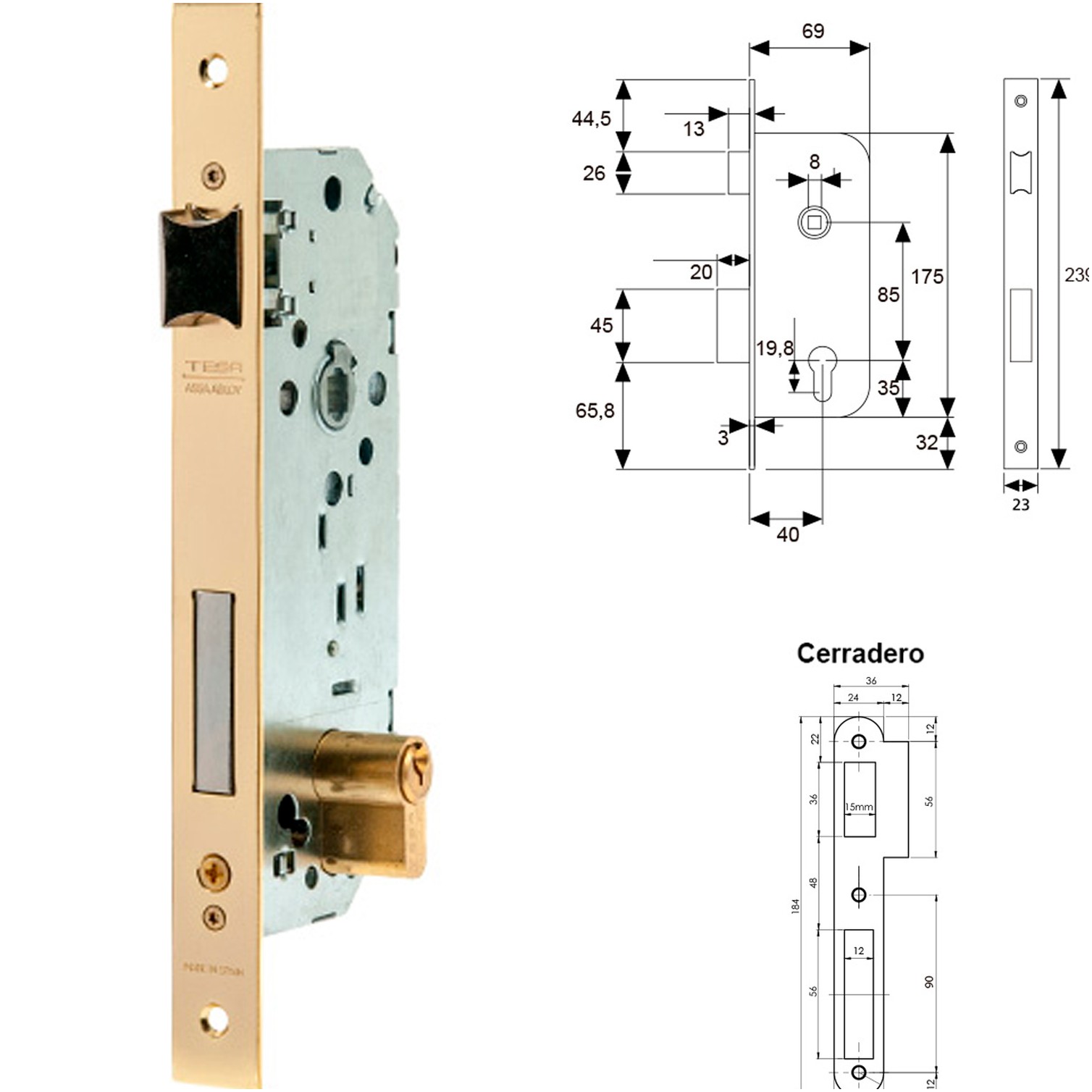 Cerradura Tesa 2030-hl/40