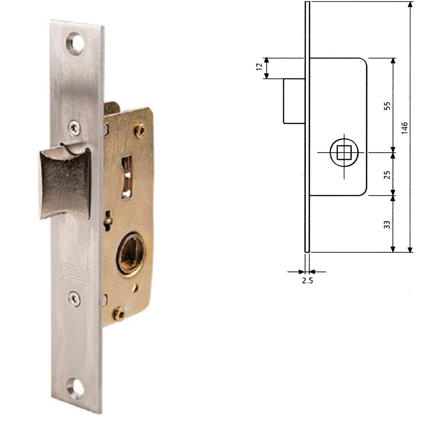 Cerradura Tesa 2215/28/ai Sin Gancho