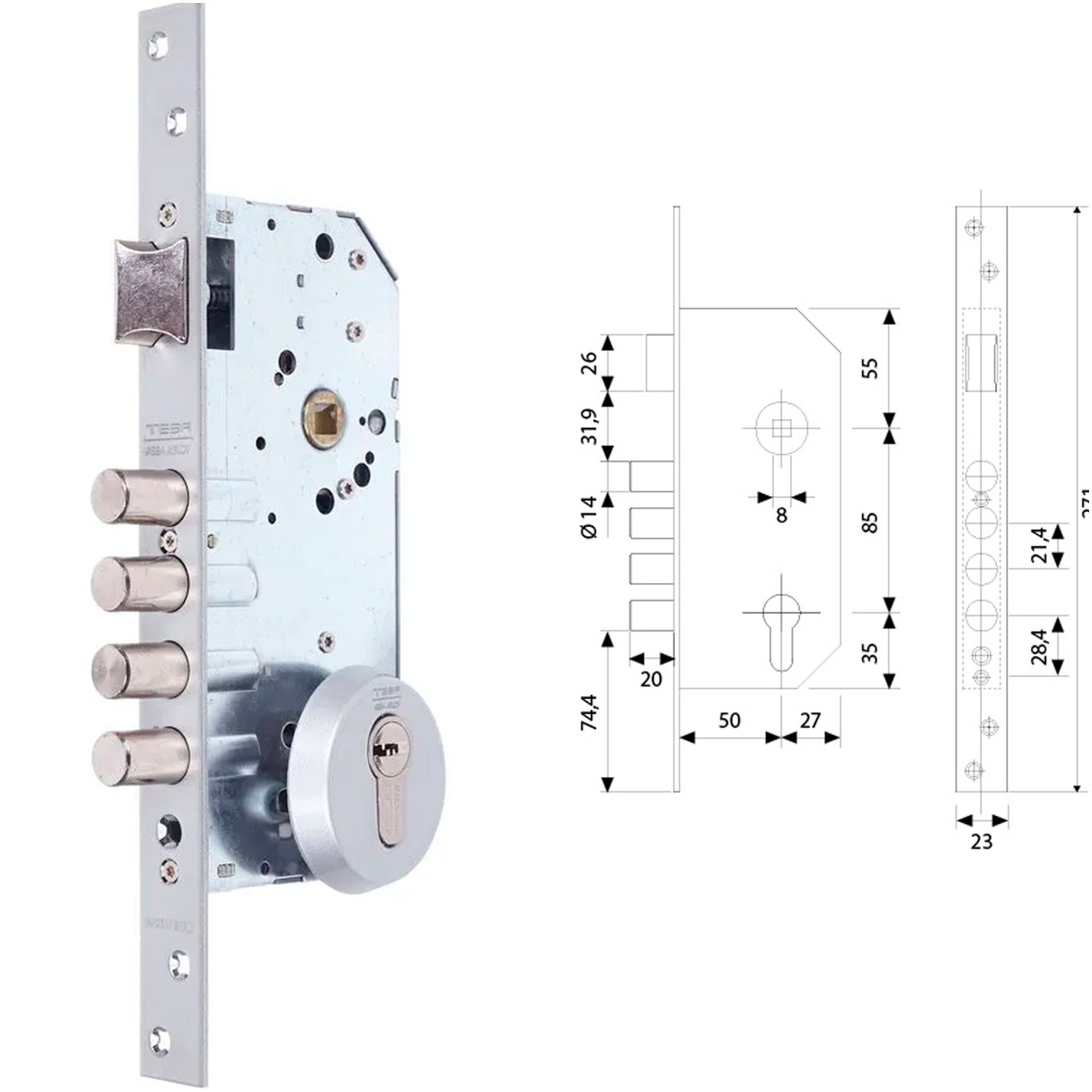 Cerradura Tesa Seguridad R100b566 Cromo