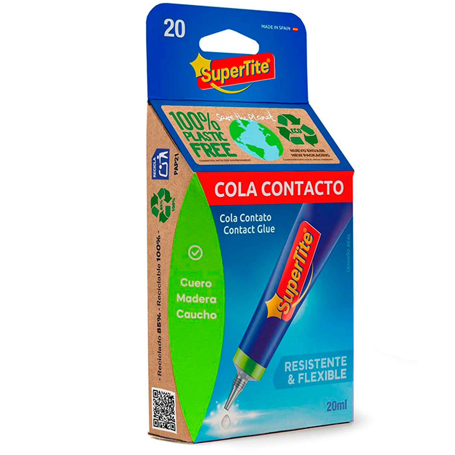 Pegamento Supertite Contacto 20 CC. Cola Contacto, Pegamento Cuero, Madera Caucho. Resistente y Flexible.