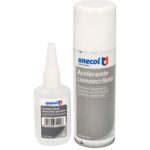 Pegamento Cianoacrilato (50 Gr.) con Acelerante (200ml) Especial materiales porosos, multiusos, plasticos, maderas, porcelana.