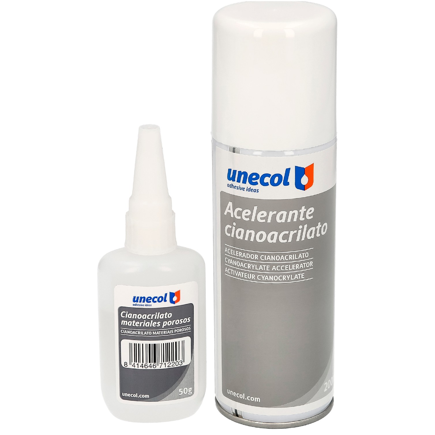 Pegamento Cianoacrilato (50 Gr.) con Acelerante (200ml) Especial materiales porosos, multiusos, plasticos, maderas, porcelana.
