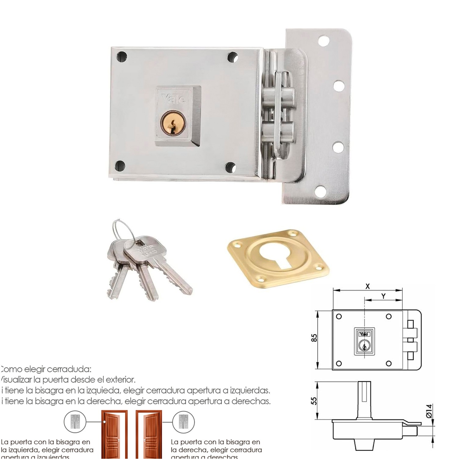 Cerradura Yale 6-0-12-hn/ Derecha