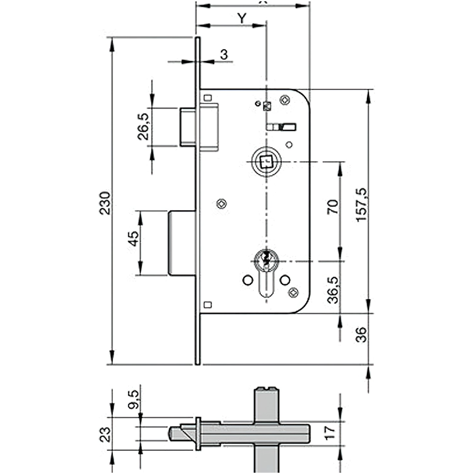 Cerradura Yale 700-hl/80x50