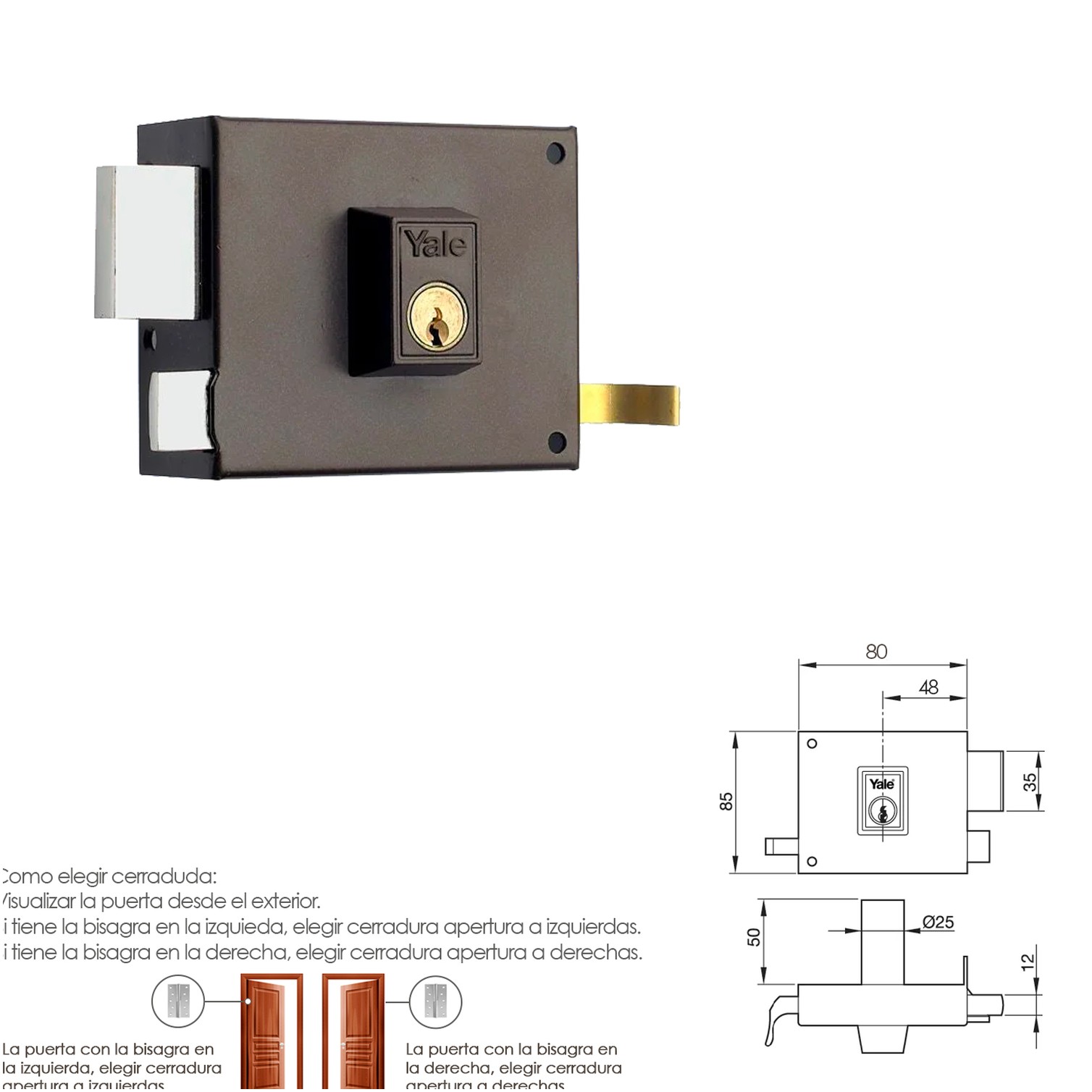 Cerradura Yale 125-a/hp/ 8/ Izquierda