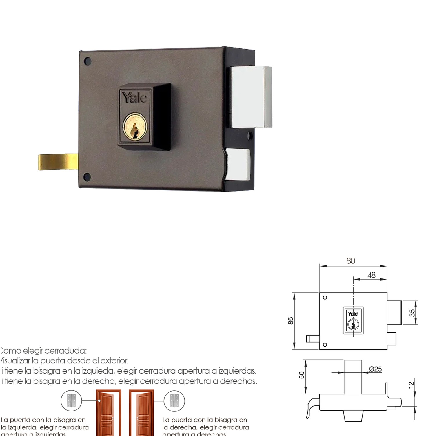 Cerradura Yale 125-/hpr/ 8/ Derecha