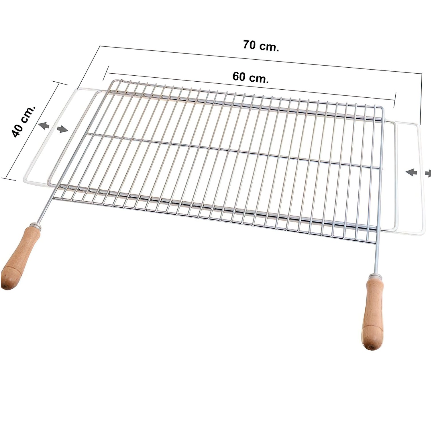 Parrilla Barbacoa Extensible 60/70x40cm Zincada