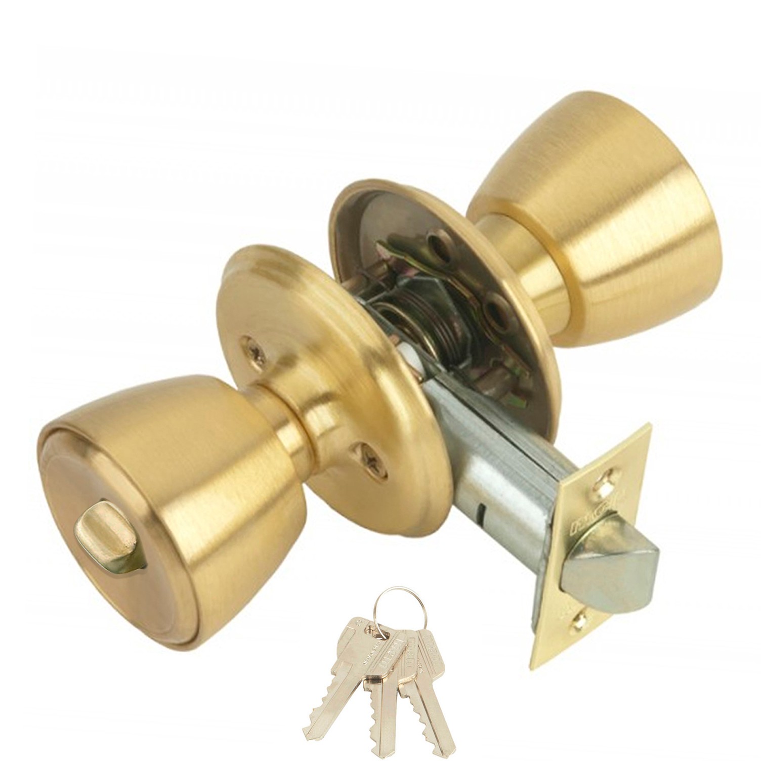 Pomo MCM 501B Con Llave y Condena Latonado Entrada 60 mm.