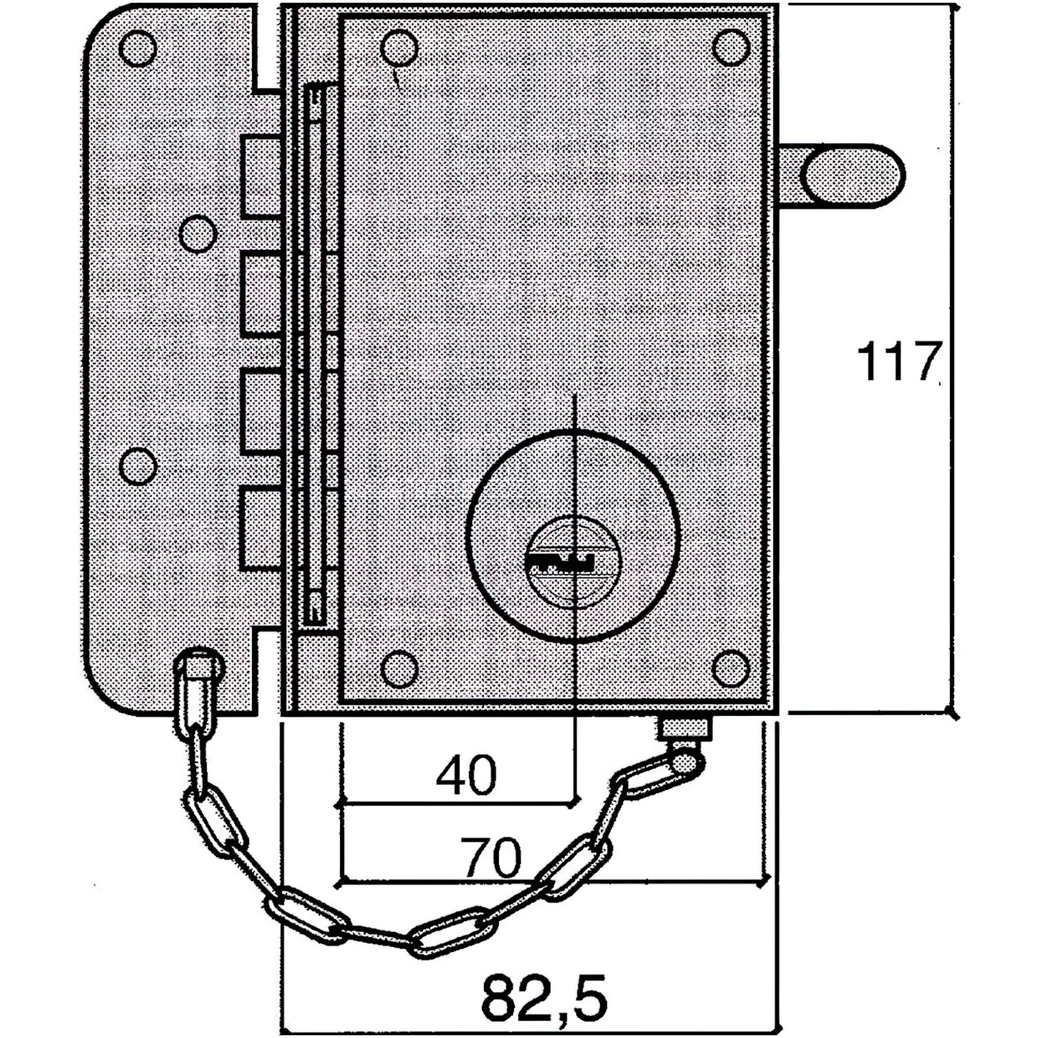 Cerradura Ucem Seguridad 4500-s/he/ Derecha