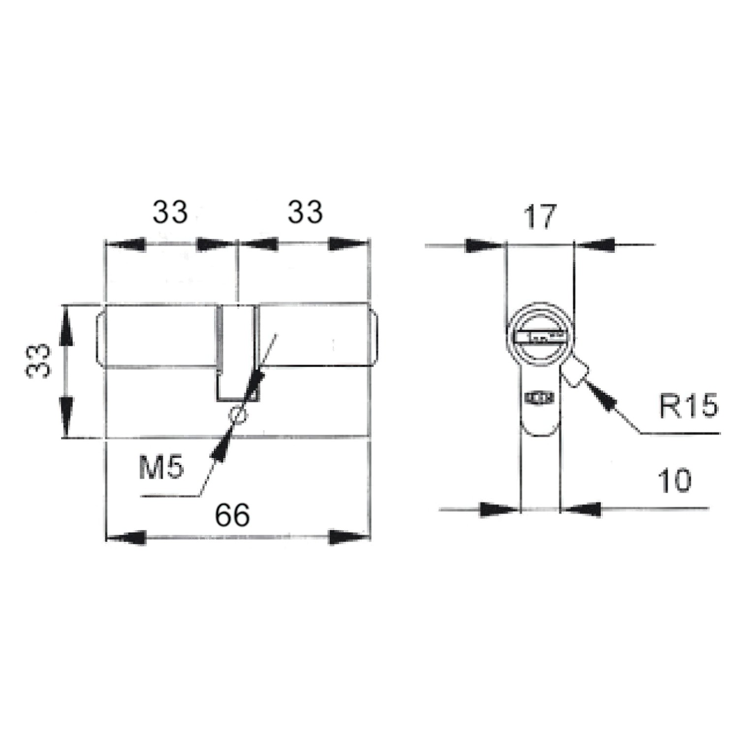 Cilindro Ucem Seguridad 2000-s2 66x33 Doble Embrague
