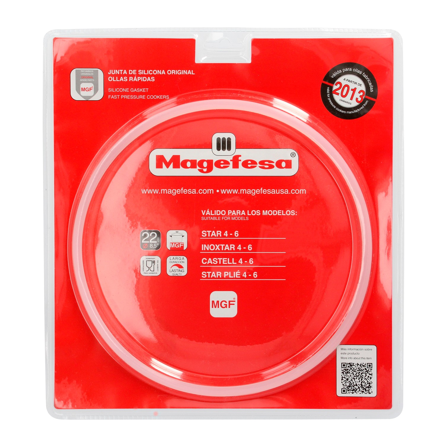 Junta De Silicona Para Olla Magefesa Ø22cm Olla Express Magefesa Star / Inoxtar / Castel / Star Plié. Recambio Original