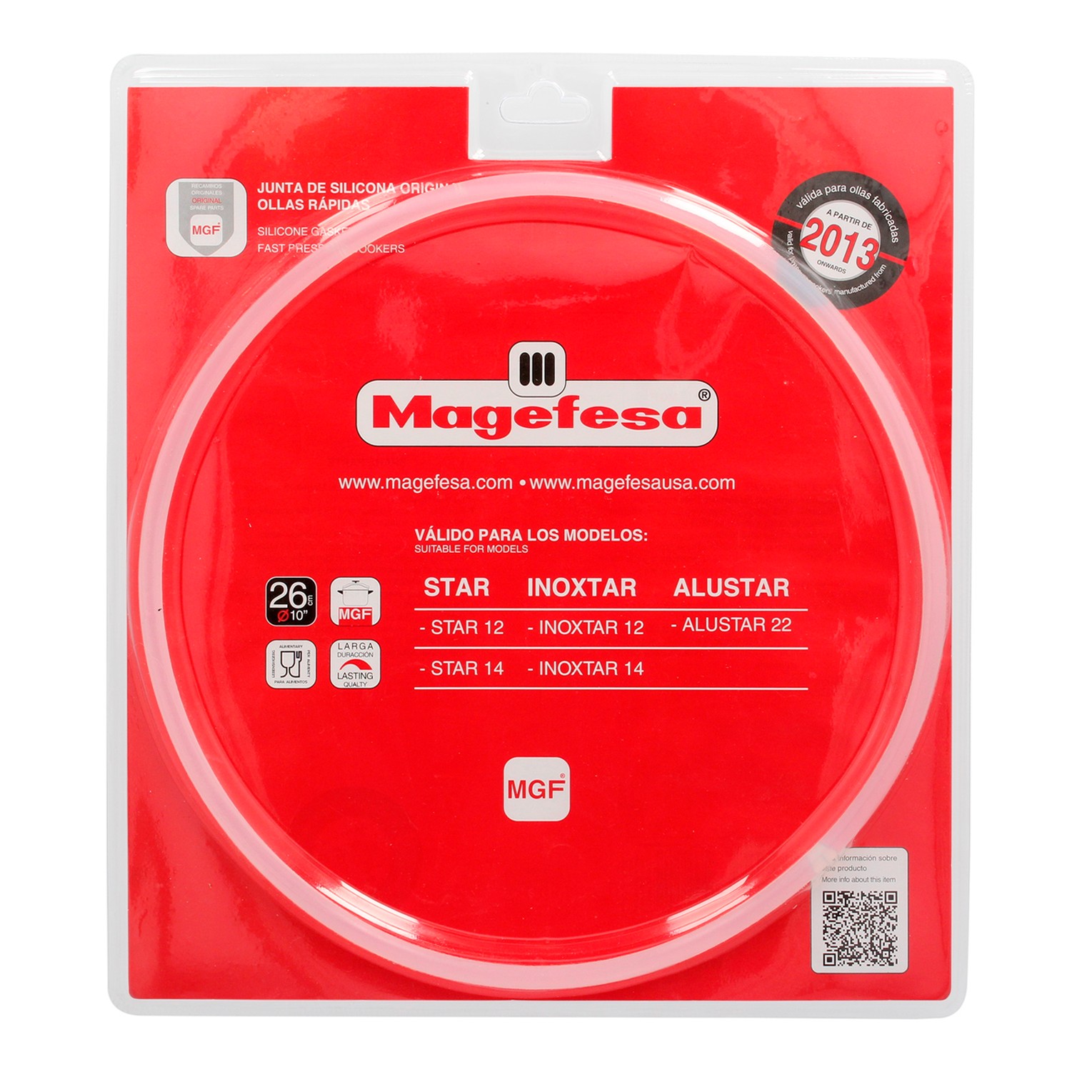 Junta De Silicona Para Olla Magefesa Ø26cm Olla Express Magefesa Alustar / Star / Inoxtar. Recambio Original.