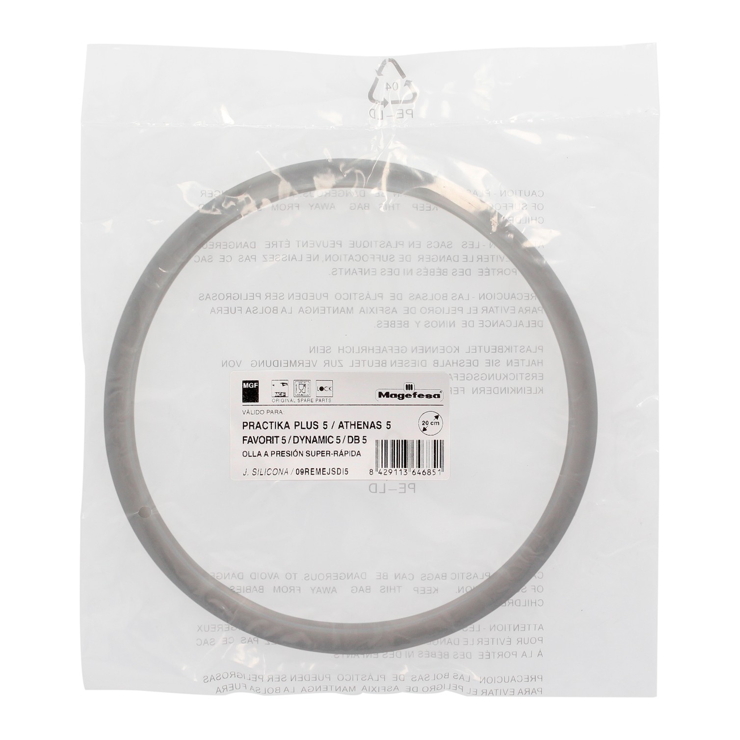 Junta Magefesa Para Ollas Super-rápidas Ø20cm Dynamic 5/ DB5. Recambio original.