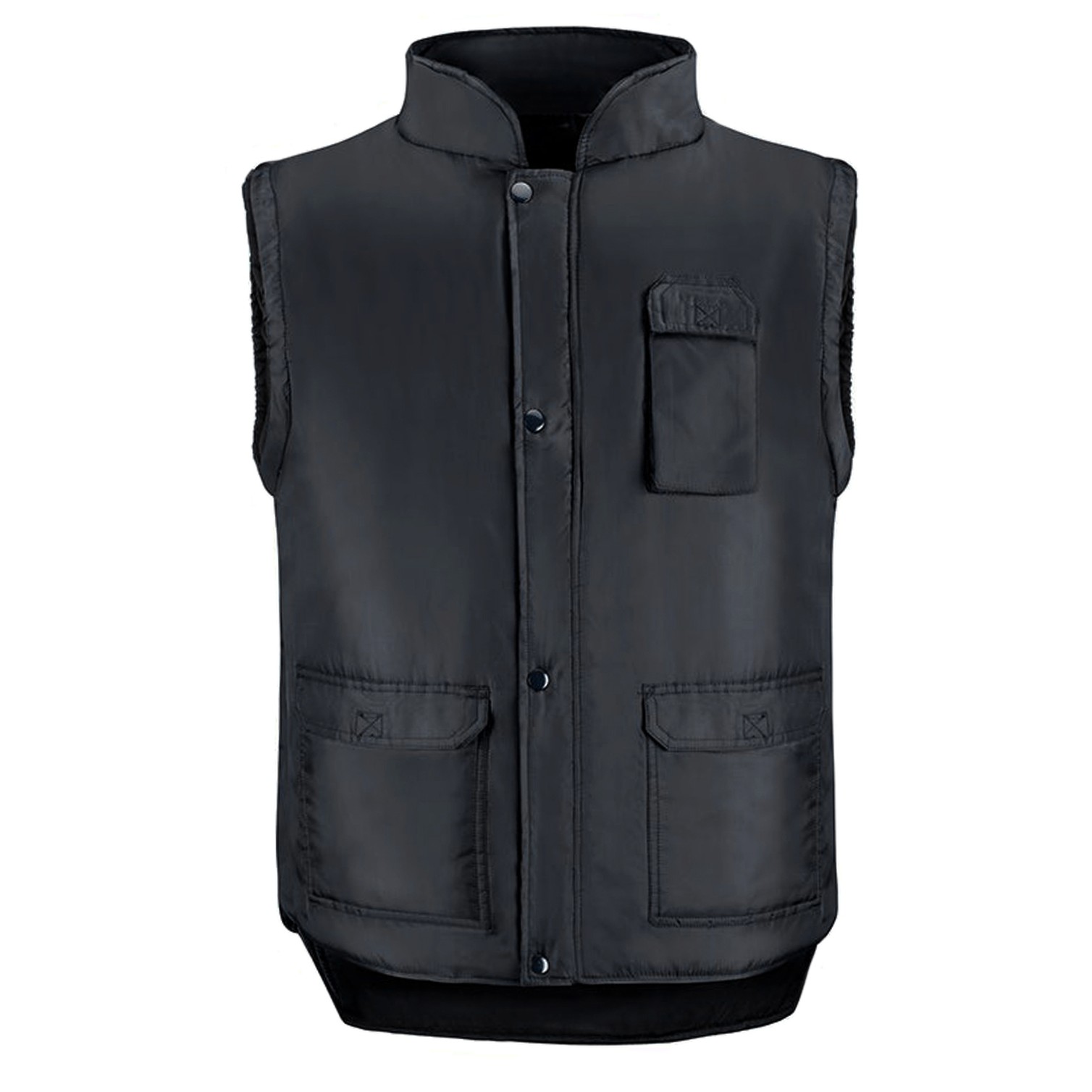 Chaleco Multibolsillos Negro XXL, Chaleco Poliester Con 3 Bolsillos Esteriores y Uno Interior, Chaleco Trabajo, Chaleco Laboral