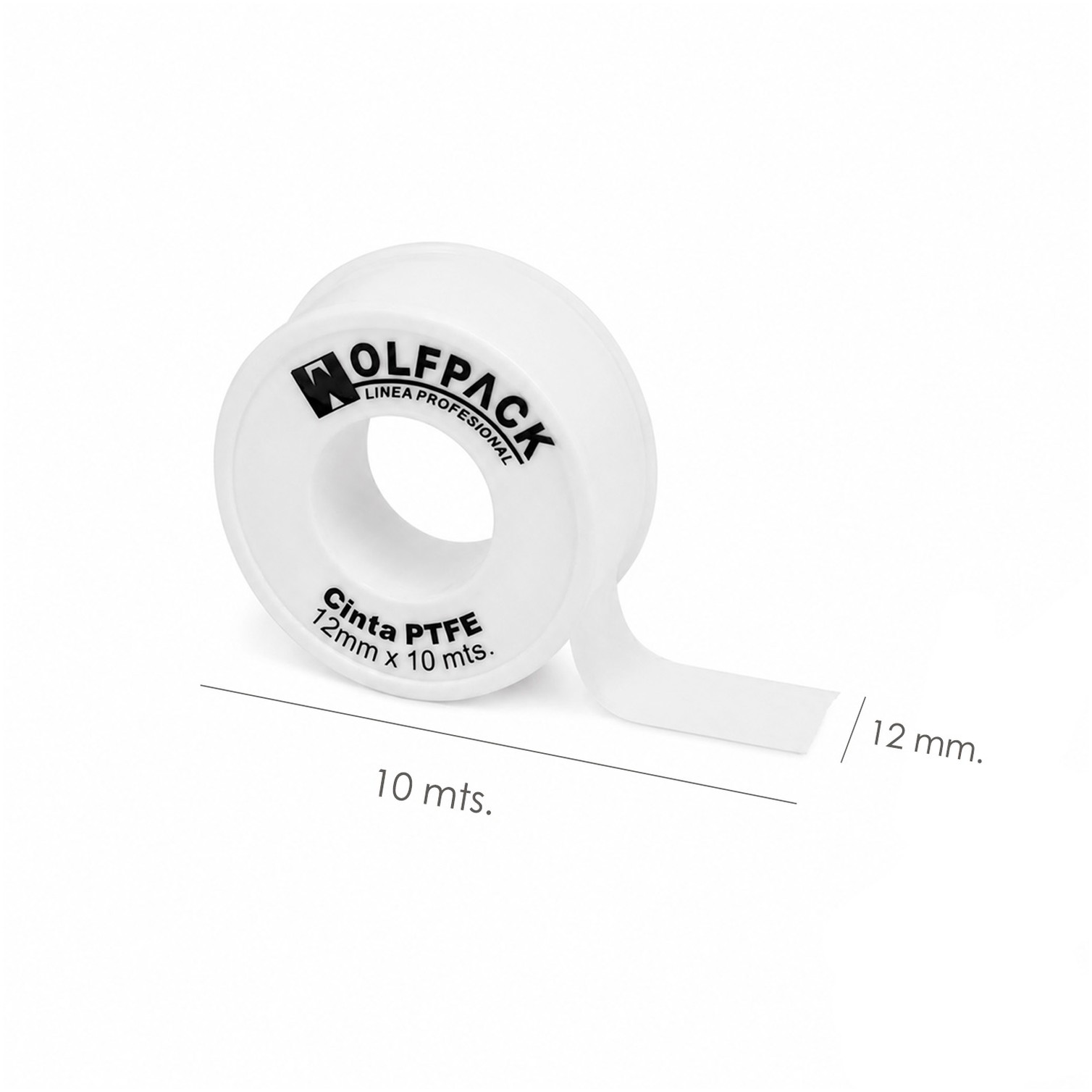 Cinta PTFE Wolfpack 12 mm. x 10 m. (Paquete 10 Rollos)