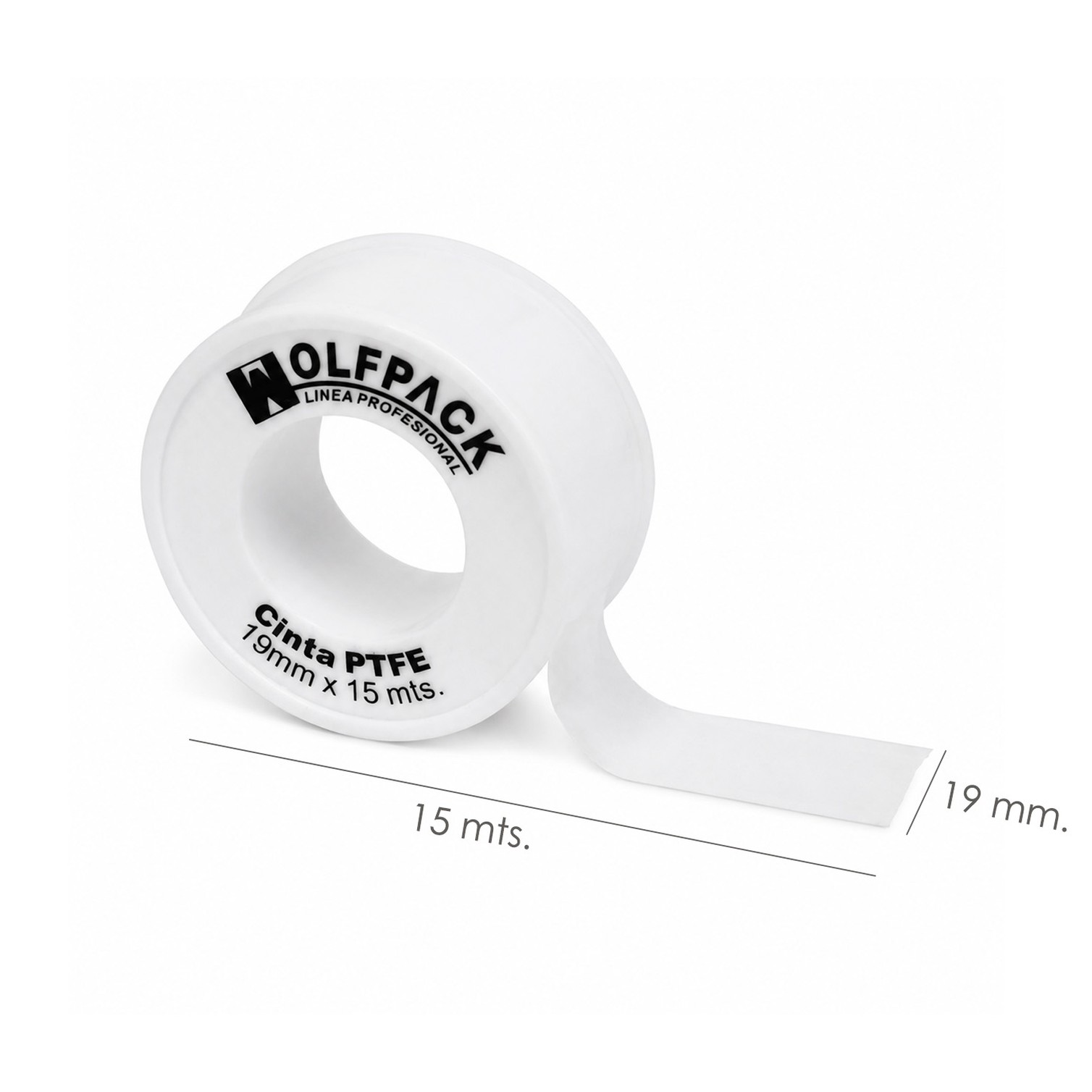 Cinta PTFE Wolfpack 19 mm. x 15 m. (Paquete de 10 Rollos)