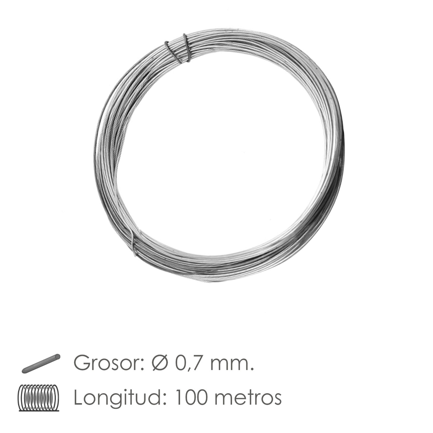 Alambre Galvanizado 0,70 mm / 2 (Rollo 100 metros)