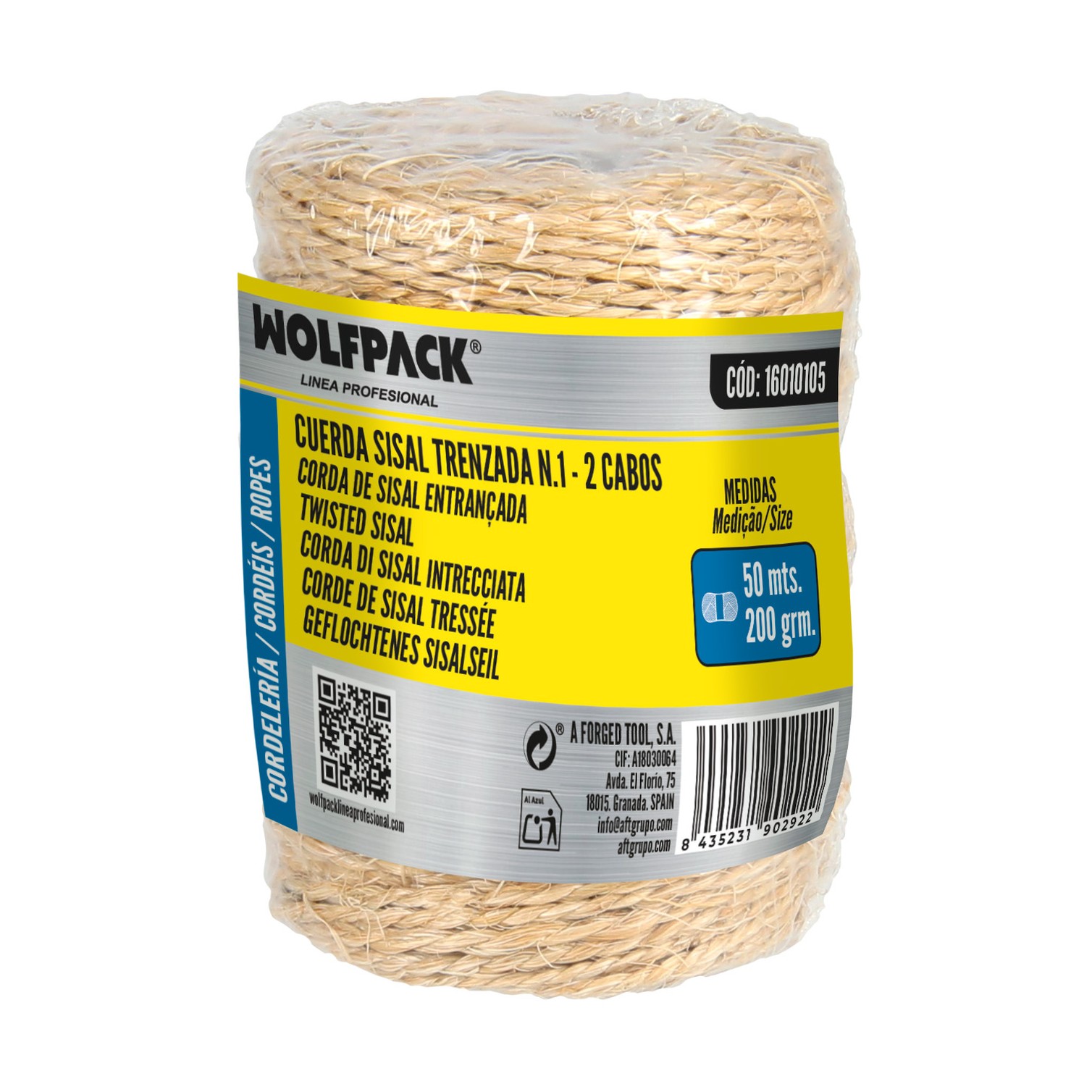 Cuerda Sisal Nº1 Hilo de 2 Cabos (Bobina 220 gr. / 50 m.)