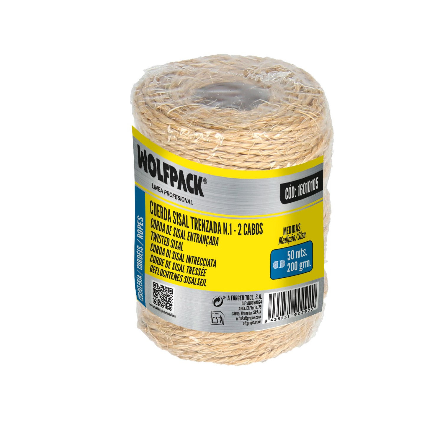 Cuerda Sisal Nº1 Hilo de 2 Cabos (Bobina 220 gr. / 50 m.)