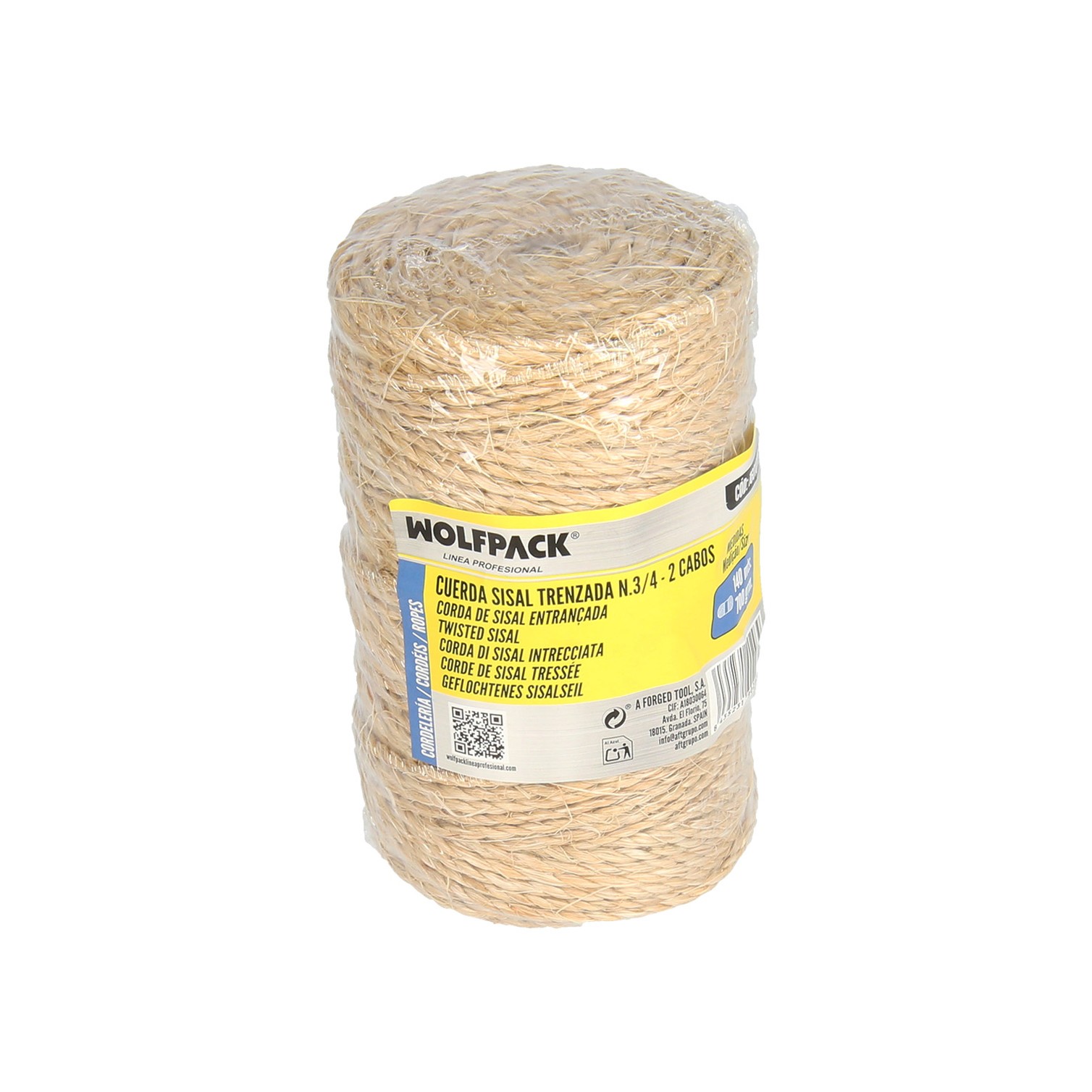 Cuerda Sisal Nº3/4 Hilo de 2 Cabos (Bobina 700 gr. / 140 m.)