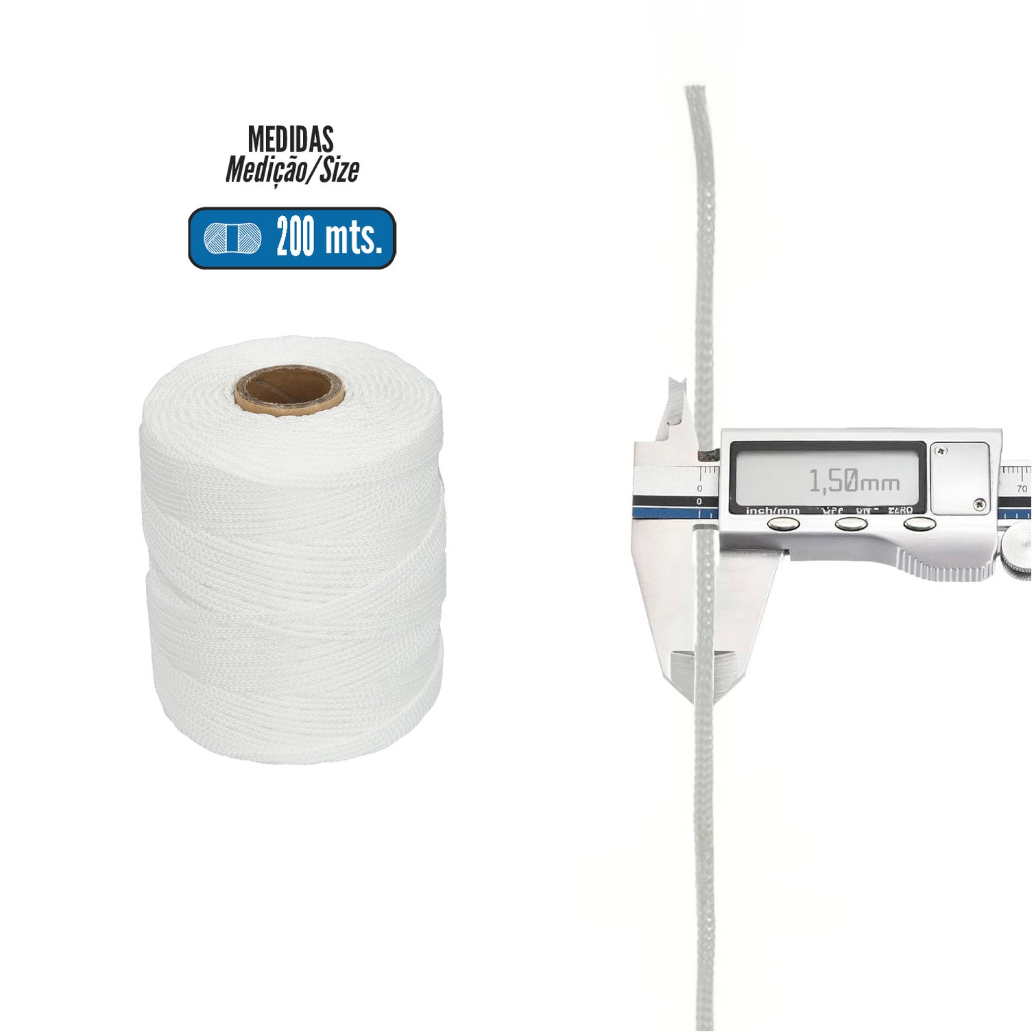 Cuerda Trencilla Polipropileno Blanco (Bobina 200 Metros)