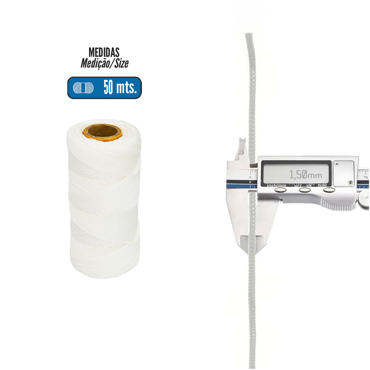 Cuerda Trencilla Polipropileno Blanco (Bobina 50 Metros)