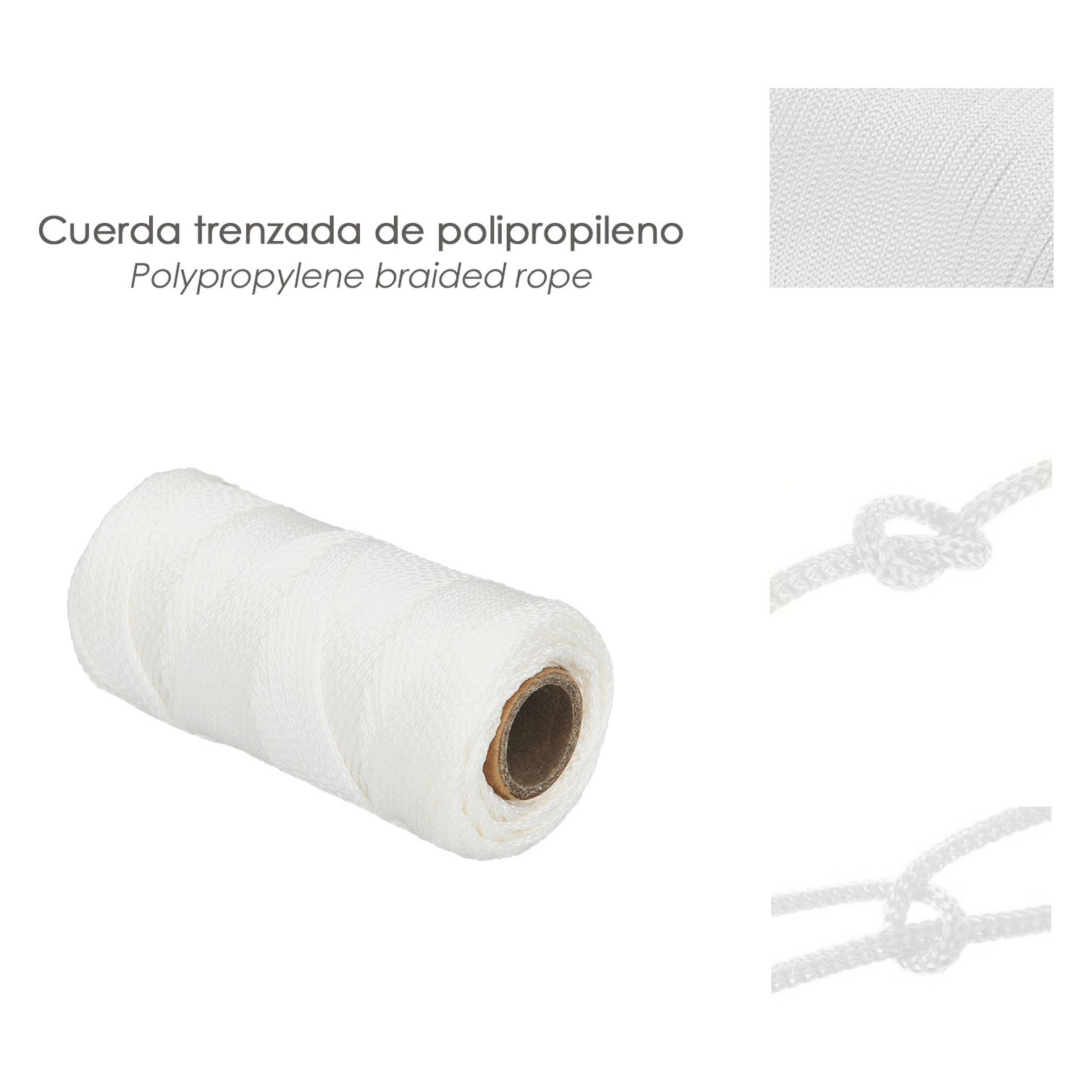 Cuerda Trencilla Polipropileno Blanco (Bobina 50 Metros)